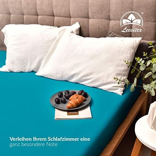 leevitex® Spannbettlaken 180x200–200x200 cm | 100% Jersey-Baumwolle | für Matratzen bis 25 cm