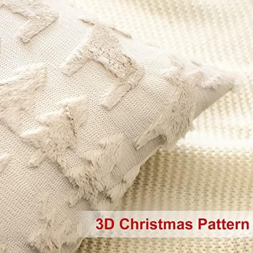 Artscope 2er-Set Kissenbezüge (40x40 cm) – weicher Kurzplüsch Wollsamt, Schneeflocke Creme Beige