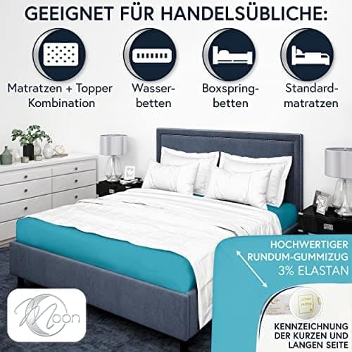 MOON-Luxury Spannbettlaken/Spannbetttuch Jersey-Stretch 230 g/m² OEKO-TEX – anthrazit, 90×200–100×220