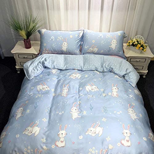 Tencel-Eisseide Bettwäsche-Set (doppelseitig, blau) – 4-teilig, 200×230 cm