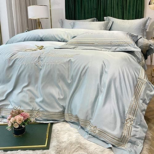 Tencel-Bettwäsche 4‑teilig – nordischer Stil, Eisseide (Sommer) seidig & atmungsaktiv – Bettbezug 200×230 cm (für 1,8 m