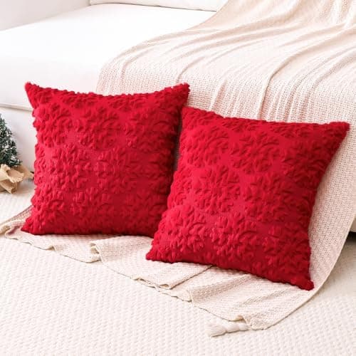 Artscope 2er-Set Kissenbezüge (40x40 cm) – weicher Kurzplüsch Wollsamt, Schneeflocke Creme Beige