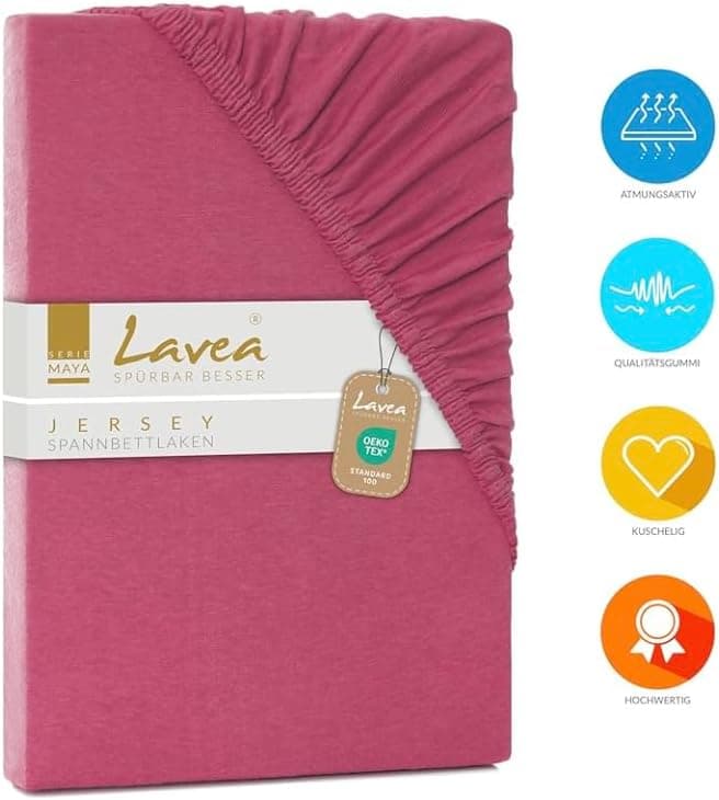 Lavea Spannbettlaken 120x200 cm – atmungsaktives Baumwoll‑Jersey, passend für Matratzen bis 20 cm (Mittelgrau)