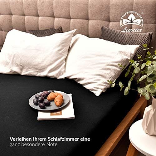 leevitex® Spannbettlaken 180x200–200x200 cm | 100% Jersey-Baumwolle | für Matratzen bis 25 cm