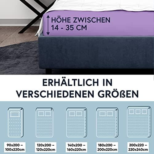 MOON-Luxury Spannbettlaken/Spannbetttuch Jersey-Stretch 230 g/m² OEKO-TEX – anthrazit, 90×200–100×220
