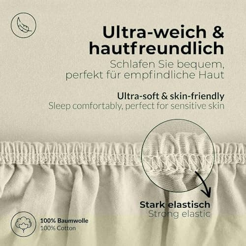 etérea Jersey-Spannbettlaken 80x200 cm Weiß – 100% Baumwolle, OEKO-TEX MADE IN GREEN & STANDARD 100