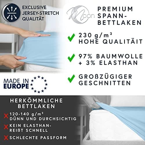 MOON-Luxury Spannbettlaken/Spannbetttuch Jersey-Stretch 230 g/m² OEKO-TEX – anthrazit, 90×200–100×220