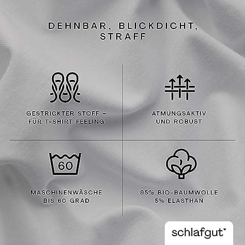Schlafgut Pure Spannbettlaken 90x200 bis 100x220 cm – 95% Bio-Baumwolle & 5% Elasthan, Oeko-TEX zertifiziert – passend f