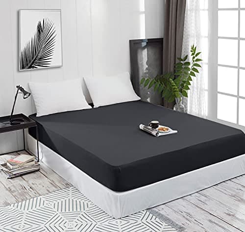 Mixibaby Spannbettlaken (Jersey) – 100% Baumwolle, 140 x 200 cm, Schwarz