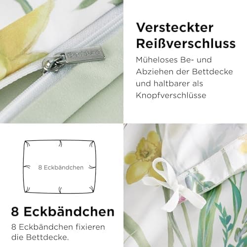 BEDSURE Bettwäsche-Set 135x200 (4-teilig) – Wendebettwäsche OEKO-TEX STANDARD 100 mit Reißverschluss, 2×80x80 Kissenbezü
