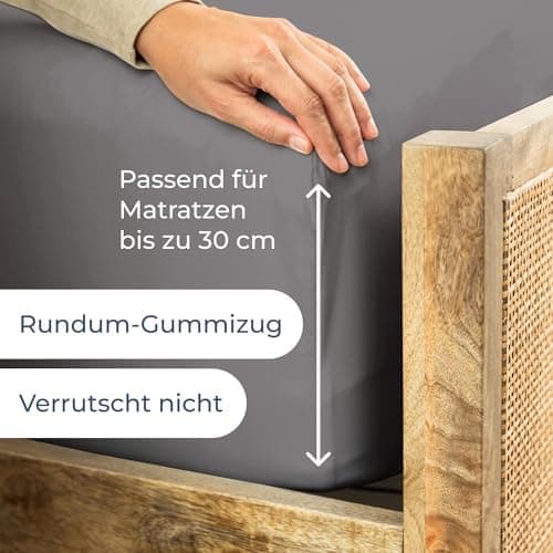 Spannbettlaken Jersey 140x200 cm – 100% Baumwolle, weich & atmungsaktiv – Rundumgummi für Matratzen bis 30 cm & Boxsprin