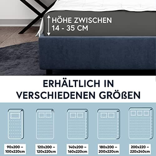 MOON-Luxury Spannbettlaken/Spannbetttuch Jersey-Stretch 230 g/m² OEKO-TEX – anthrazit, 90×200–100×220
