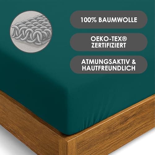 Jersey-Spannbettlaken / Spannbetttuch – 100% Baumwolle, 180x200–200x200 cm