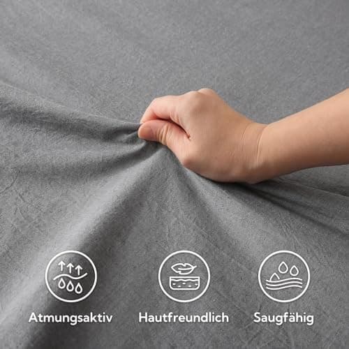 SOULFUL Spannbettlaken 120 x 200 cm (bis 25 cm Matratzenhöhe) – 100% gewaschene Baumwolle, atmungsaktiv & leinenartiger