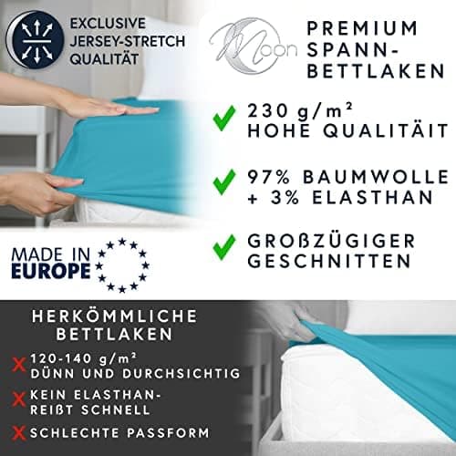 MOON-Luxury Spannbettlaken/Spannbetttuch Jersey-Stretch 230 g/m² OEKO-TEX – anthrazit, 90×200–100×220