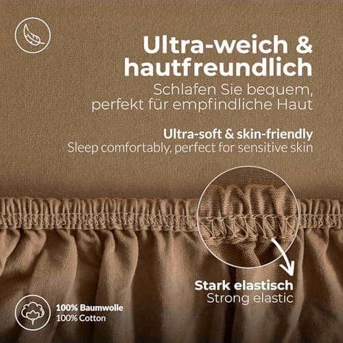etérea Jersey-Spannbettlaken 80x200 cm Weiß – 100% Baumwolle, OEKO-TEX MADE IN GREEN & STANDARD 100