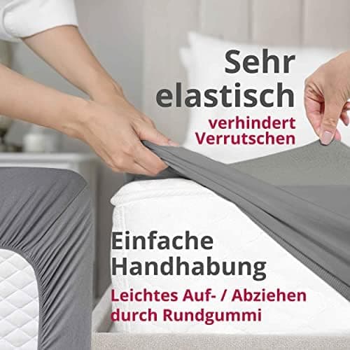 Greenline Spannbettlaken Premium Jersey – 100% Baumwolle, Champagner, 180–200x200 cm, bis 30 cm (auch für Boxspringbette