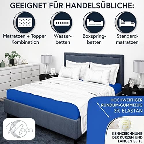 MOON-Luxury Spannbettlaken/Spannbetttuch Jersey-Stretch 230 g/m² OEKO-TEX – anthrazit, 90×200–100×220