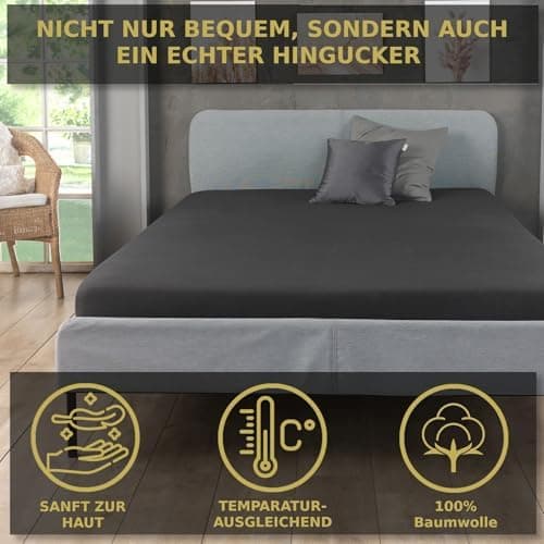 MALIKA® Spannbettlaken 120x200 cm – Jersey-Baumwolle Spannbetttuch, passend für Matratzen bis 28 cm