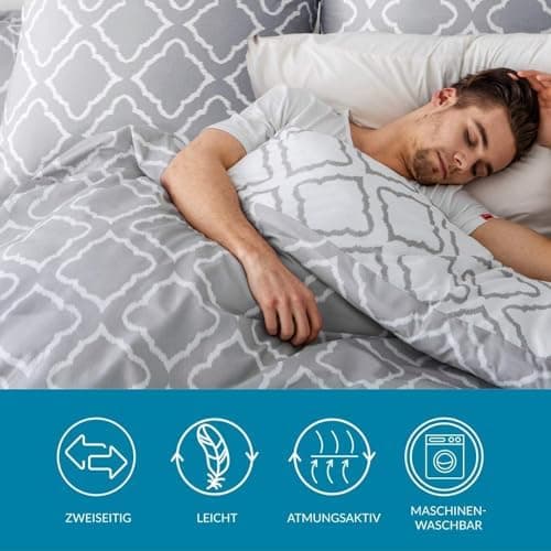 BEDSURE Bettwäsche-Set 135x200 (4-teilig) – Wendebettwäsche OEKO-TEX STANDARD 100 mit Reißverschluss, 2×80x80 Kissenbezü