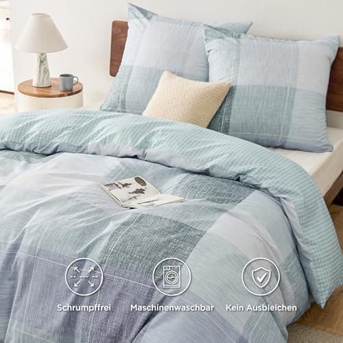BEDSURE Bettwäsche-Set 135x200 (4-teilig) – Wendebettwäsche OEKO-TEX STANDARD 100 mit Reißverschluss, 2×80x80 Kissenbezü