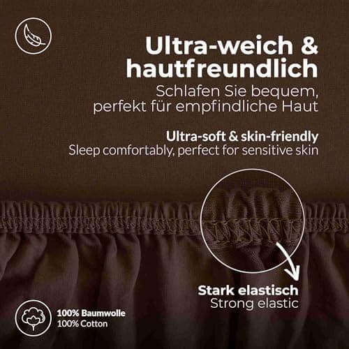 etérea Jersey-Spannbettlaken 80x200 cm Weiß – 100% Baumwolle, OEKO-TEX MADE IN GREEN & STANDARD 100