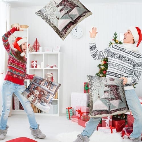 Aitsite 4er-Pack Weihnachts-Kissenbezüge 45 x 45 cm – Winterliche Dekoration für Sofa & Wohnzimmer