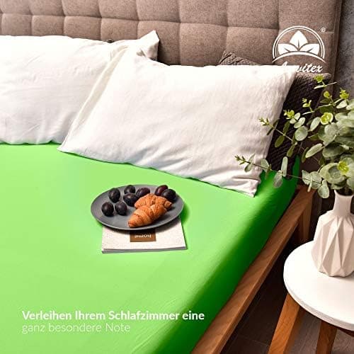 leevitex® Spannbettlaken 180x200–200x200 cm | 100% Jersey-Baumwolle | für Matratzen bis 25 cm