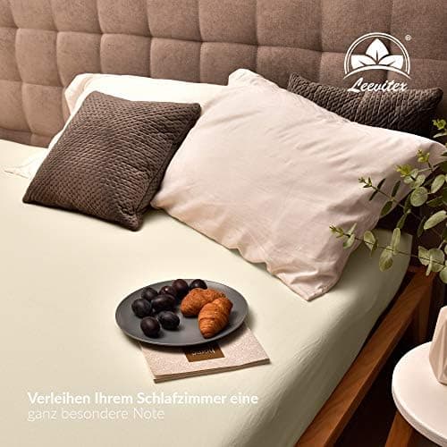 leevitex® Spannbettlaken 180x200–200x200 cm | 100% Jersey-Baumwolle | für Matratzen bis 25 cm