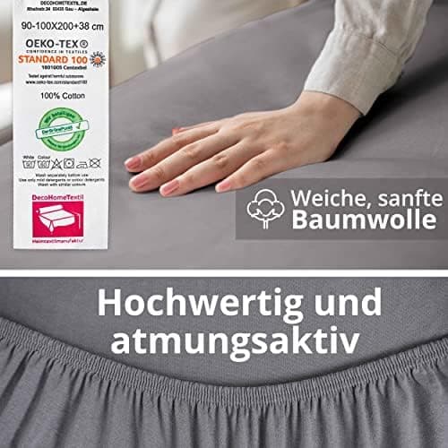 Greenline Spannbettlaken Premium Jersey – 100% Baumwolle, Champagner, 180–200x200 cm, bis 30 cm (auch für Boxspringbette