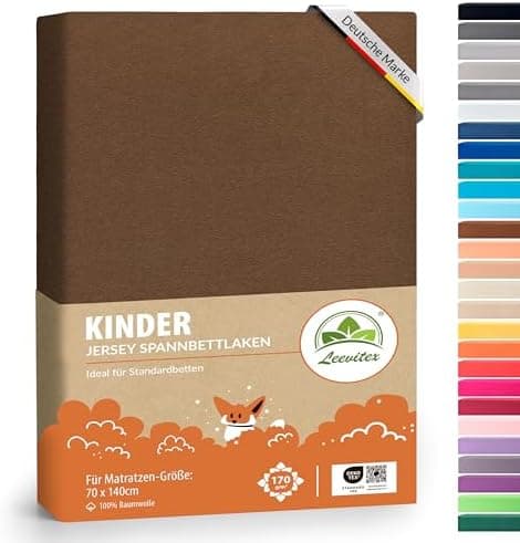 leevitex® Spannbettlaken 180x200–200x200 cm | 100% Jersey-Baumwolle | für Matratzen bis 25 cm