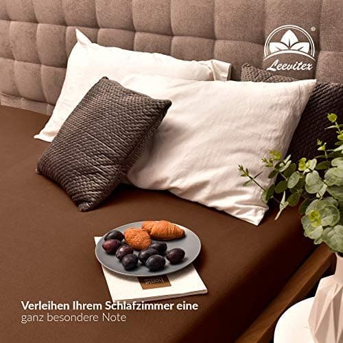 leevitex® Spannbettlaken 180x200–200x200 cm | 100% Jersey-Baumwolle | für Matratzen bis 25 cm