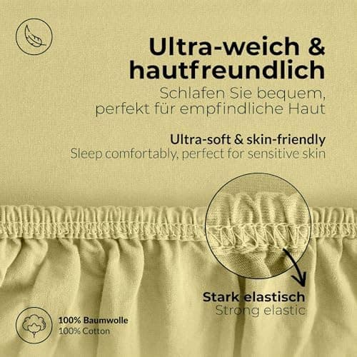 etérea Jersey-Spannbettlaken 80x200 cm Weiß – 100% Baumwolle, OEKO-TEX MADE IN GREEN & STANDARD 100