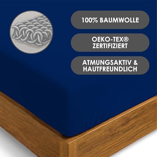 Jersey-Spannbettlaken / Spannbetttuch – 100% Baumwolle, 180x200–200x200 cm