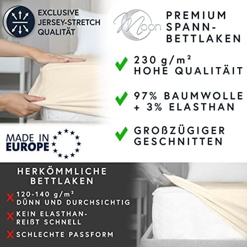 MOON-Luxury Spannbettlaken/Spannbetttuch Jersey-Stretch 230 g/m² OEKO-TEX – anthrazit, 90×200–100×220