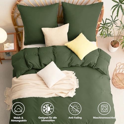 WAVVE Bettwäsche 135x200 – 4‑teiliges Mikrofaser‑Set Anthrazit (inkl. 2×80×80 cm Kissenbezüge) mit Reißverschluss, OEKO‑