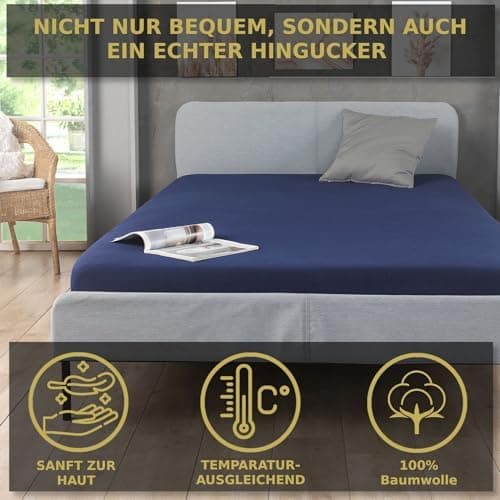 MALIKA® Spannbettlaken 120x200 cm – Jersey-Baumwolle Spannbetttuch, passend für Matratzen bis 28 cm