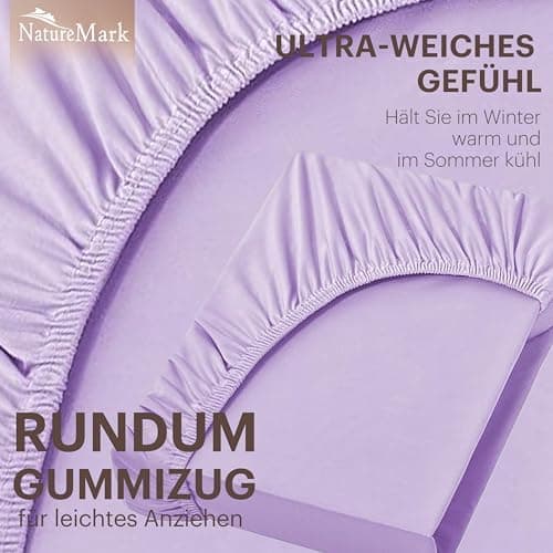 NatureMark Jersey-Spannbettlaken 2er-Pack – 100% Baumwolle, 90 x 200–100 x 200 cm, Creme/Natur