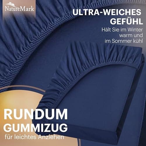 NatureMark Jersey-Spannbettlaken 2er-Pack – 100% Baumwolle, 90 x 200–100 x 200 cm, Creme/Natur