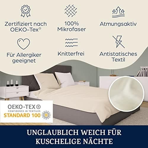 sleepwise Bettwäsche 135x200 Mikrofaser – ÖKO‑TEX zertifiziert, bügelfrei & knitterfrei, 2‑tlg. (inkl. 80x80 cm Kissenbe