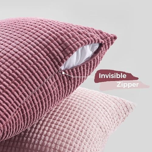Topfinel Kissenbezüge 40x40 cm 4er-Set Rosa – Cord-Optik, flauschig, GRS‑zertifiziert