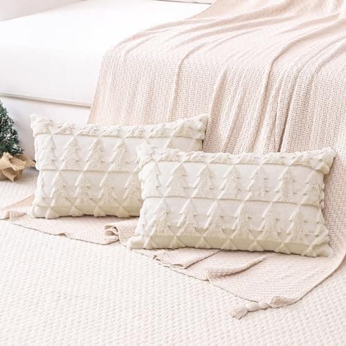 Artscope 2er-Set Kissenbezüge (40x40 cm) – weicher Kurzplüsch Wollsamt, Schneeflocke Creme Beige