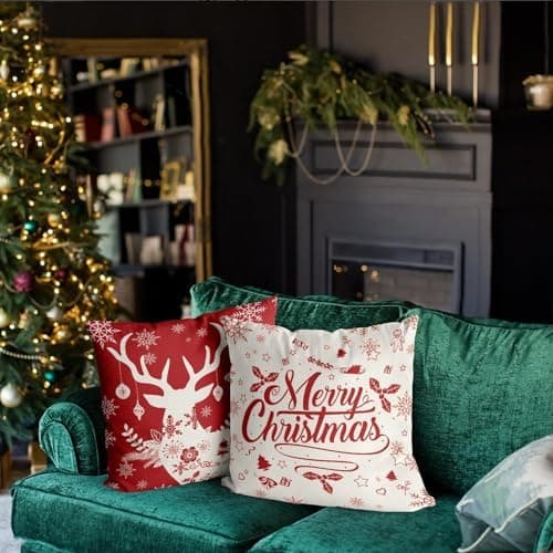 Aitsite 4er-Pack Weihnachts-Kissenbezüge 45 x 45 cm – Winterliche Dekoration für Sofa & Wohnzimmer