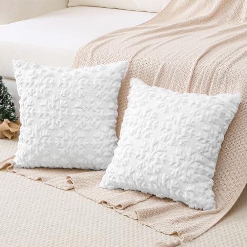 Artscope 2er-Set Kissenbezüge (40x40 cm) – weicher Kurzplüsch Wollsamt, Schneeflocke Creme Beige