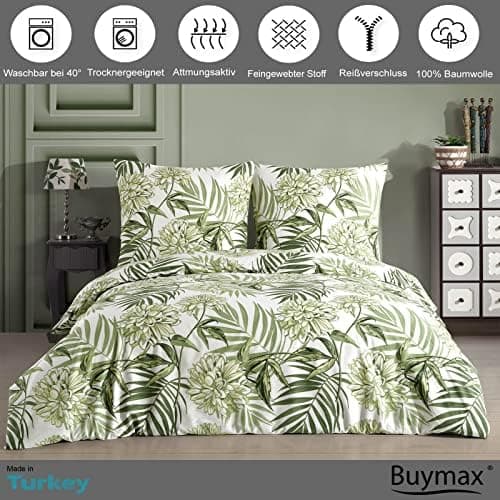 Buymax® Bettwäsche 200x200 3‑teilig (inkl. 2 x 80x80) – 100% Baumwolle Renforcé, OEKO‑TEX STANDARD 100