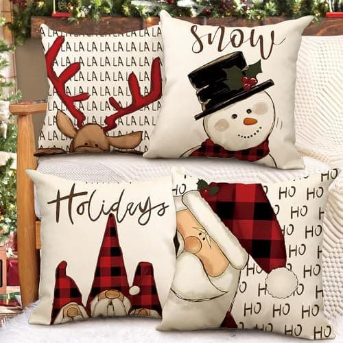 4er Set Kissenbezüge Weihnachten 40×80 cm – festliche Kissenhüllen für Sofa & Wohnzimmer