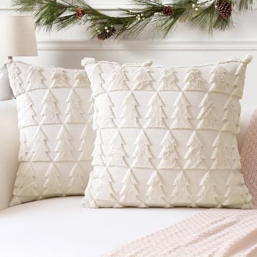 Artscope 2er-Set Kissenbezüge (40x40 cm) – weicher Kurzplüsch Wollsamt, Schneeflocke Creme Beige