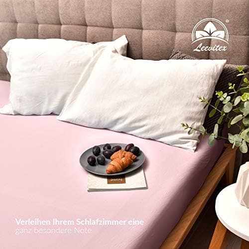 leevitex® Spannbettlaken 180x200–200x200 cm | 100% Jersey-Baumwolle | für Matratzen bis 25 cm