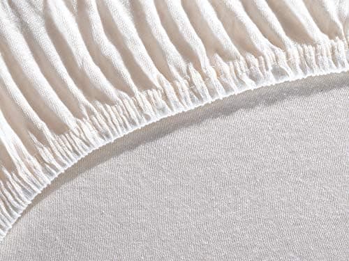 Jersey-Spannbettlaken 100% Baumwolle – 90–100×200 cm, für Matratzen bis 25 cm (Steghöhe bis 23 cm), Beige