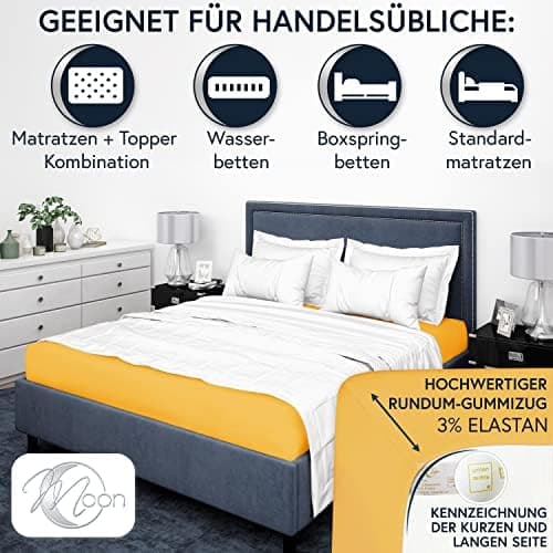 MOON-Luxury Spannbettlaken/Spannbetttuch Jersey-Stretch 230 g/m² OEKO-TEX – anthrazit, 90×200–100×220